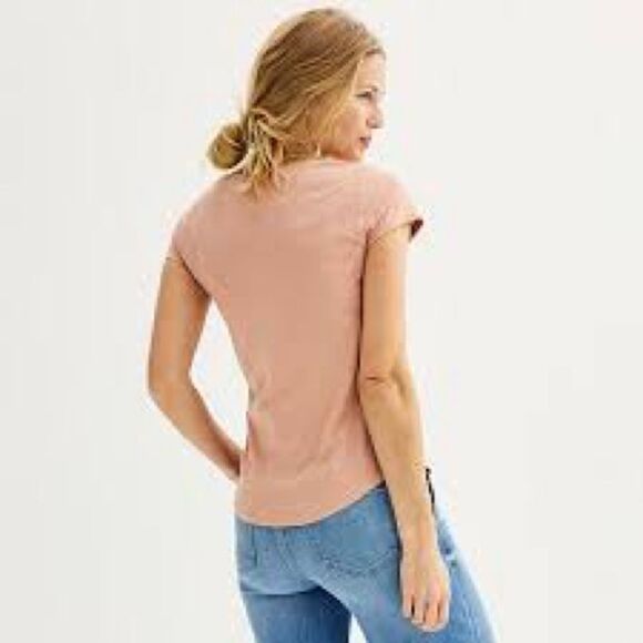 LOFT Linen Blush Short Sleeve Tee - Picture 1 of 4